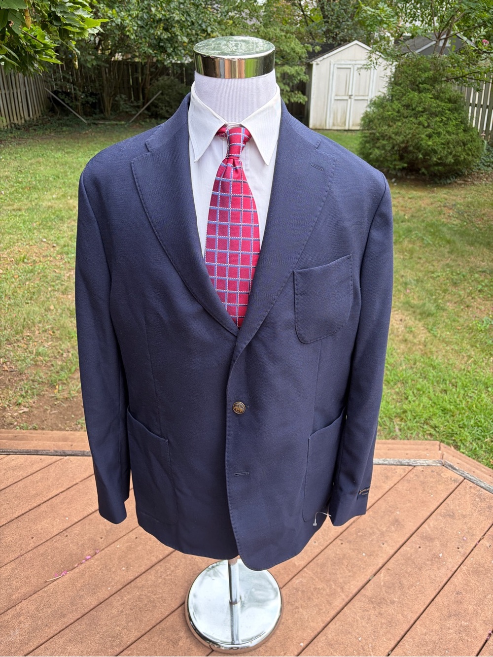Brooks Brothers NAVY Blazer 46R Unlined Breatheable Wool Dual Vent 3-roll-2